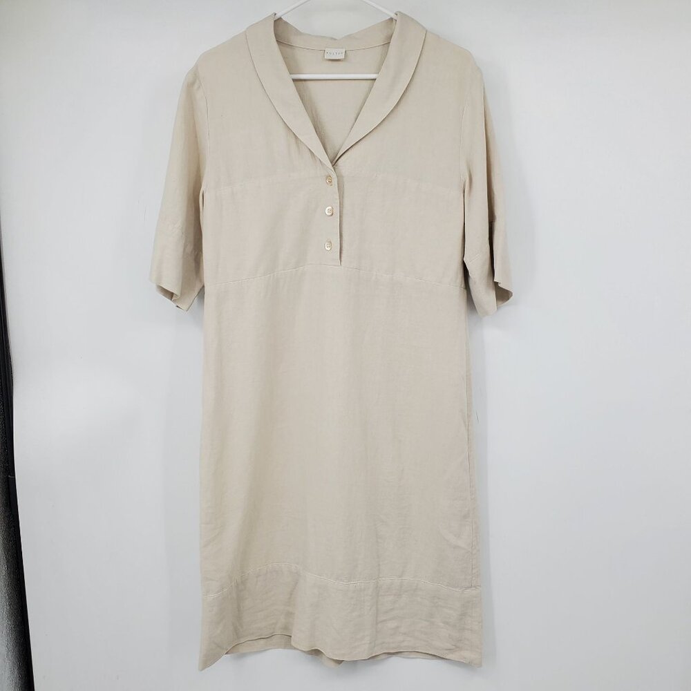 Poetry Cream Short Sleeve Collared Shift Dress